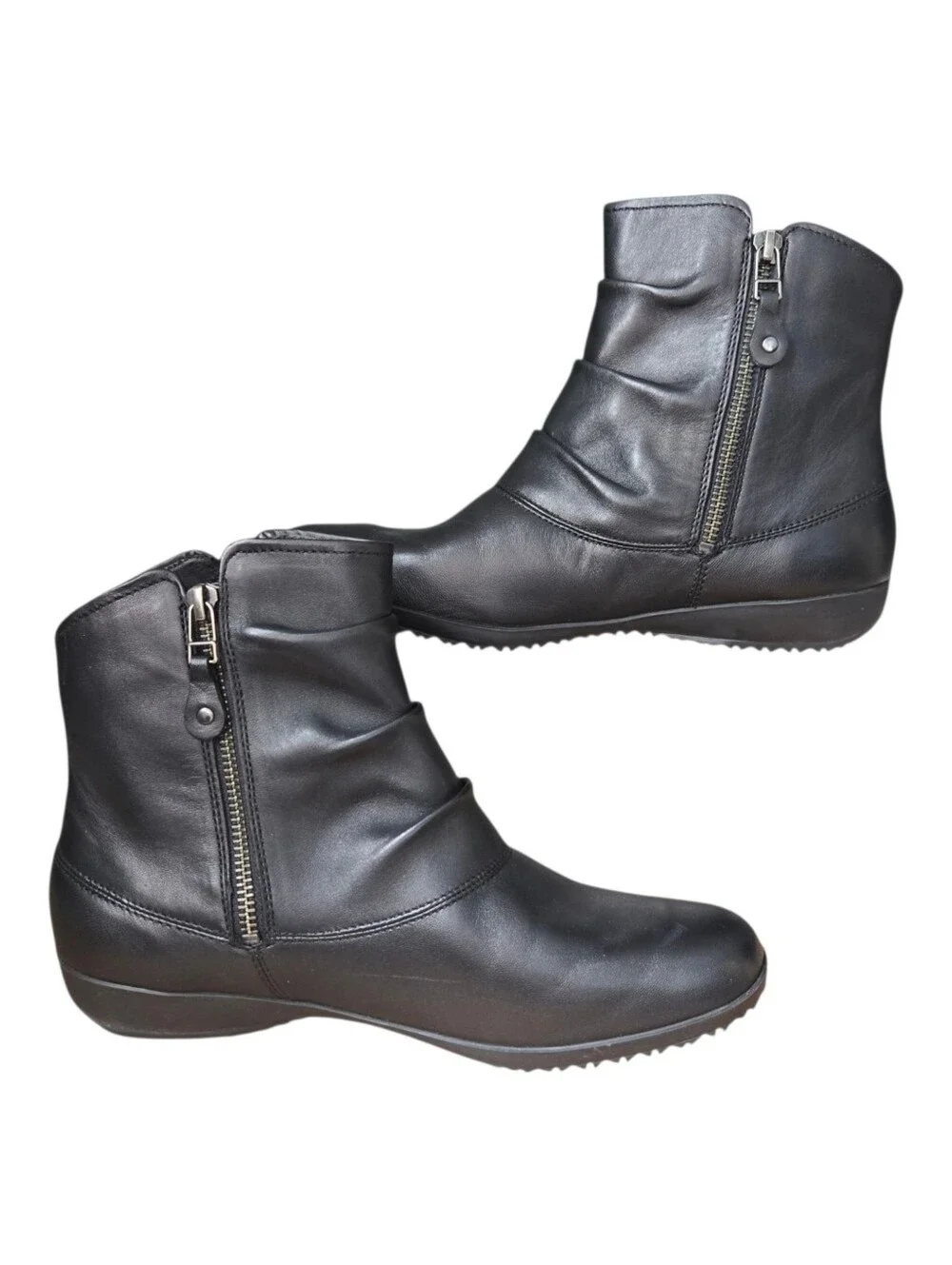 Josef Seibel Womens Black Leather Ruched Naly 24 Ankle Boots EU 40 (US 9-9.5)